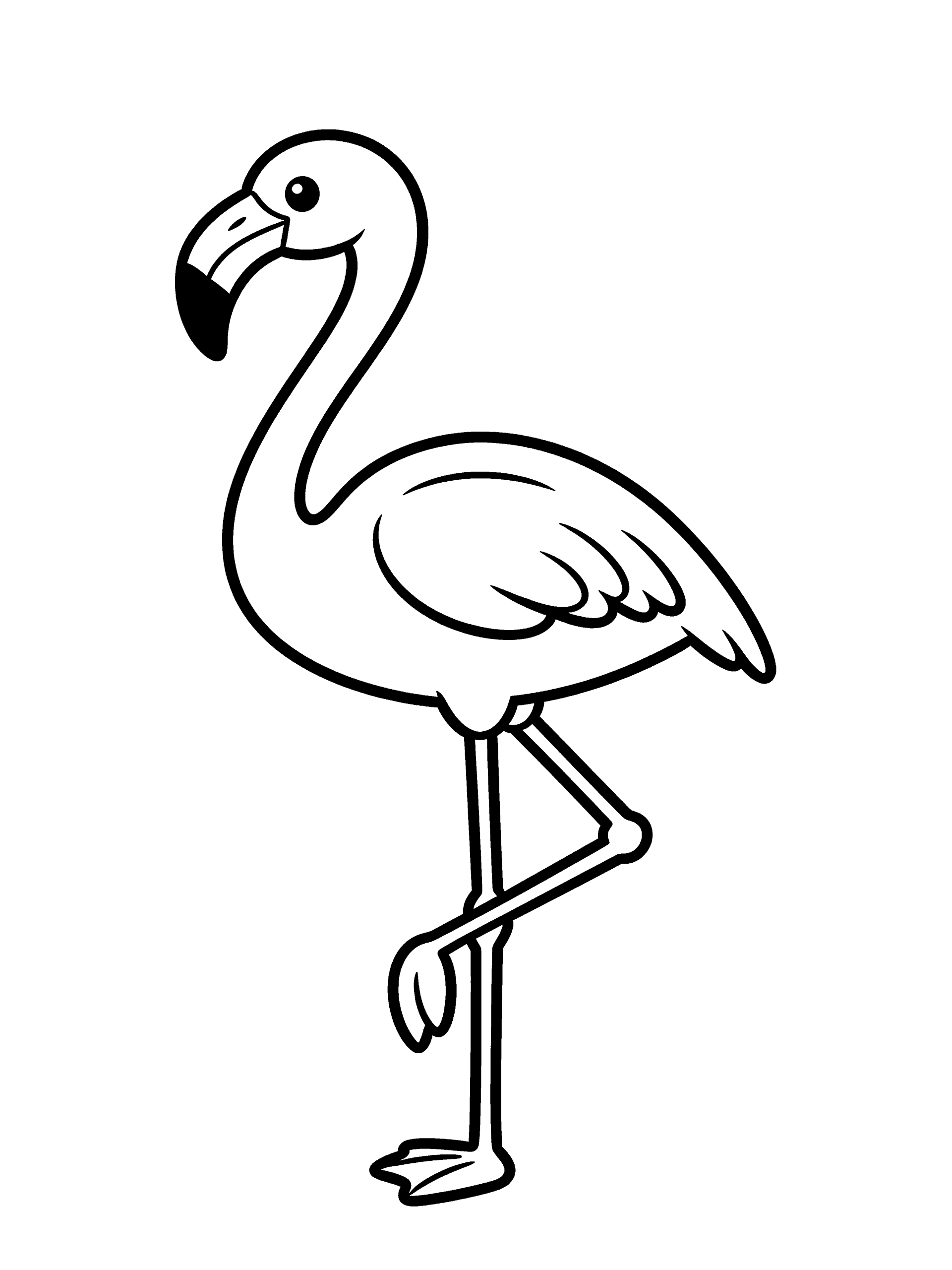 Flamingo Coloring Page – free printable black and white line art