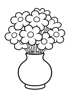 Flower Bouquet in a Coloring Page – free printable black and white line art