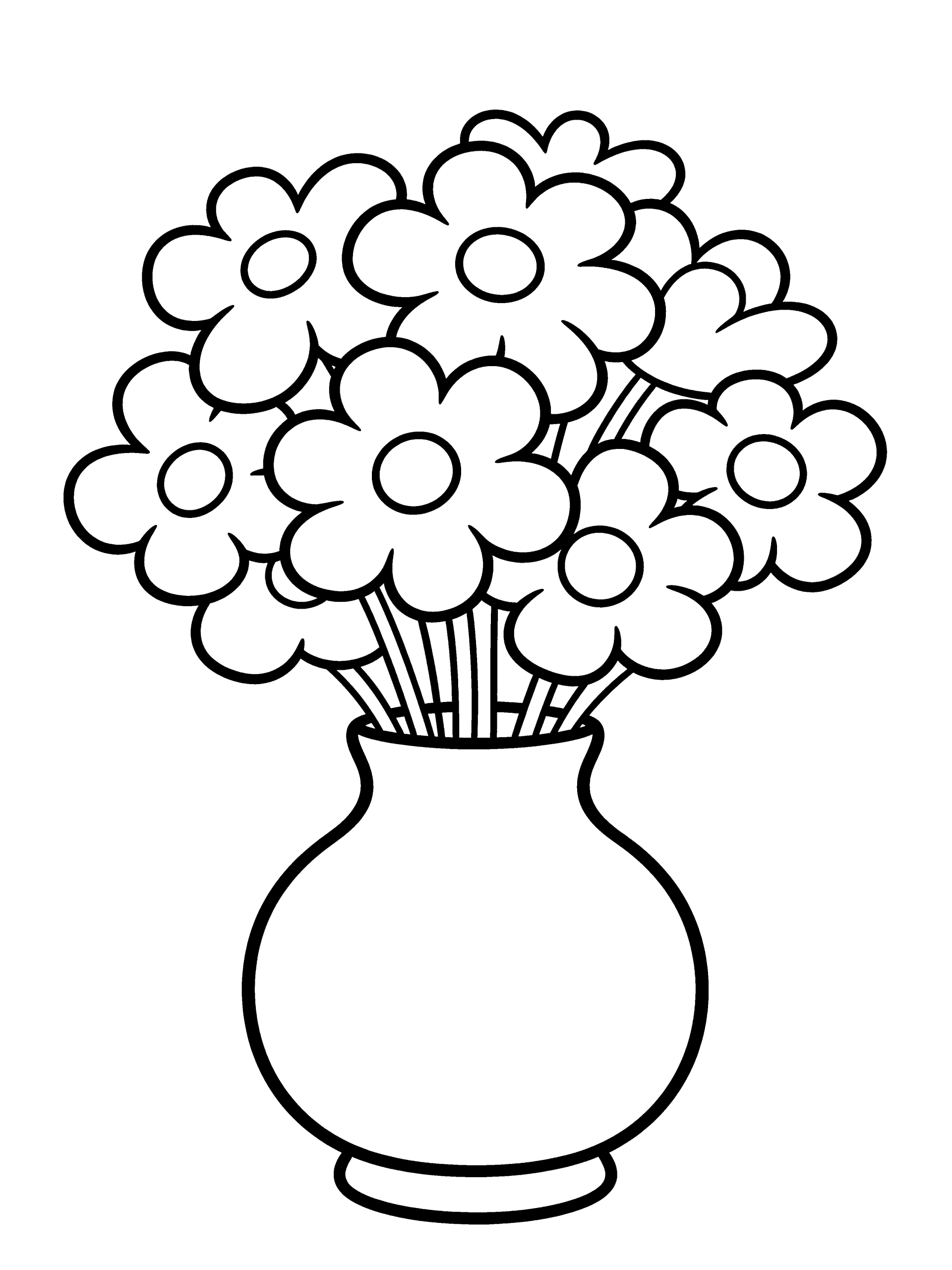 Flower Bouquet in a Coloring Page – free printable black and white line art