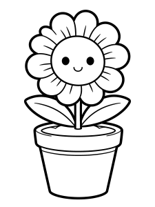 Flower Flower in a Coloring Page – free printable black and white line art