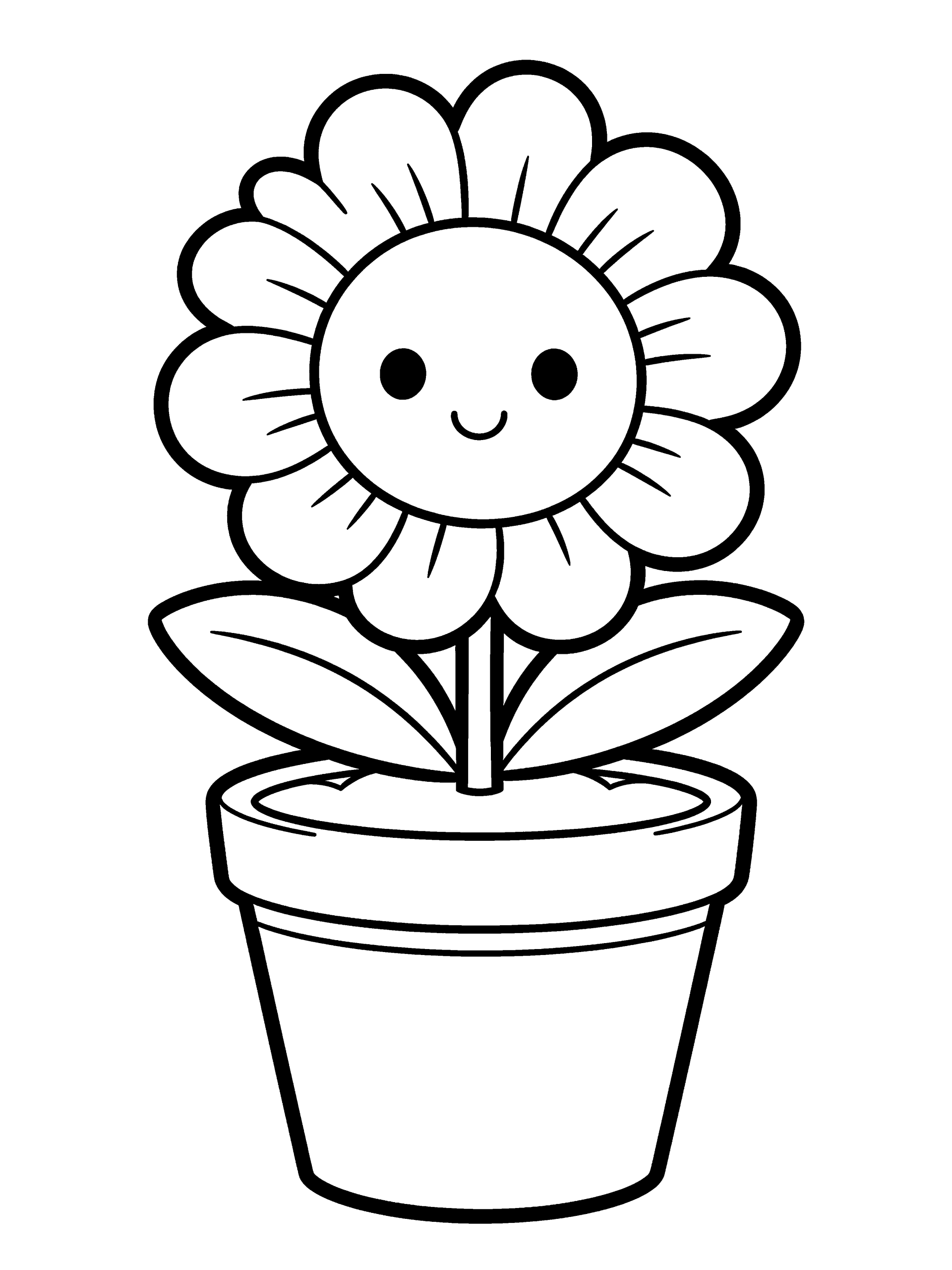 Flower Flower in a Coloring Page – free printable black and white line art