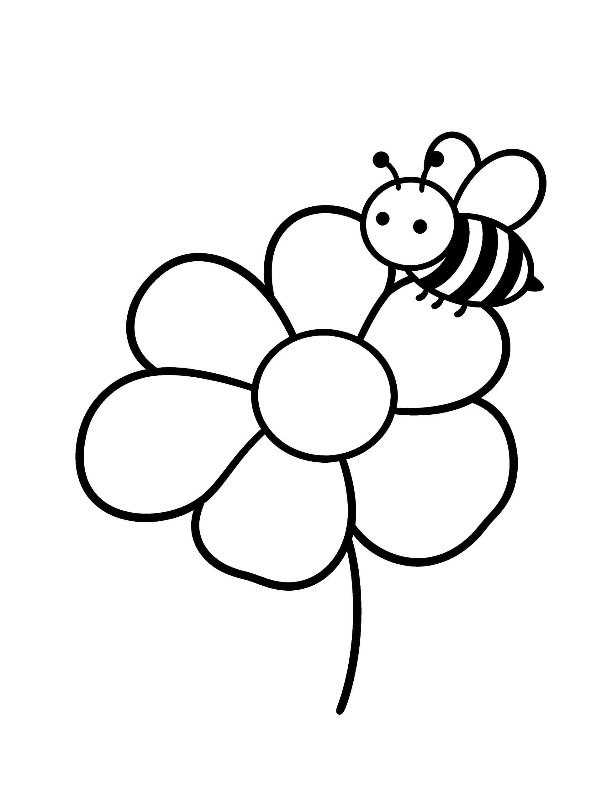 Flower Flower with a Coloring Page – free printable black and white line art