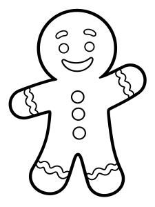Gingerbread Man Coloring Page – free printable black and white line art