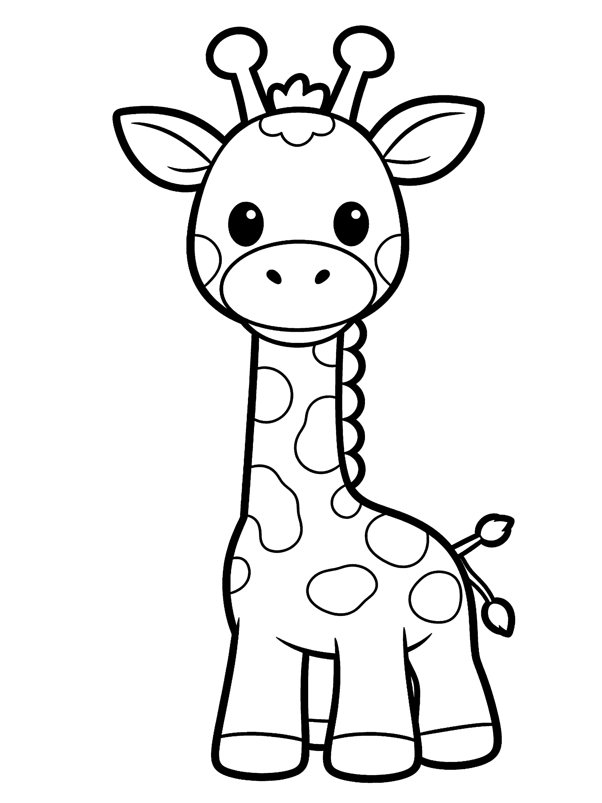 Giraffe Coloring Page – free printable black and white line art