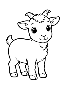 Goat Coloring Page – free printable black and white line art
