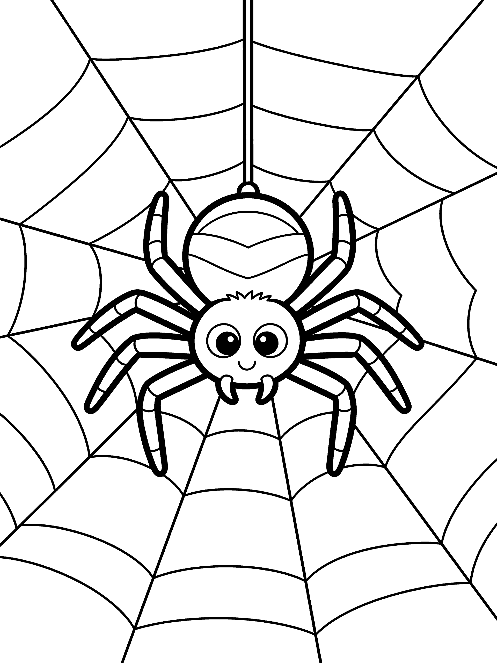 Halloween Cute Spider on Coloring Page – free printable black and white line art