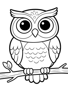 Halloween Owl on a Coloring Page – free printable black and white line art
