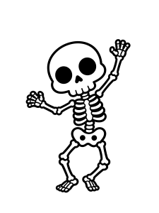 Halloween Skeleton Dancing Coloring Page – free printable black and white line art