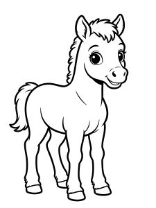 Horse Baby Foal Coloring Page – free printable black and white line art