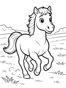 Horse Galloping in a Coloring Page – free printable black and white line art