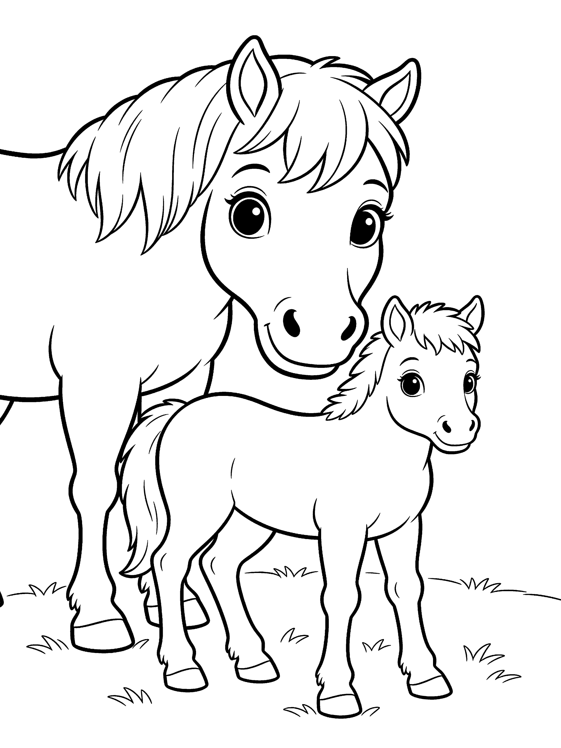 Horse Mare with a Coloring Page – free printable black and white line art