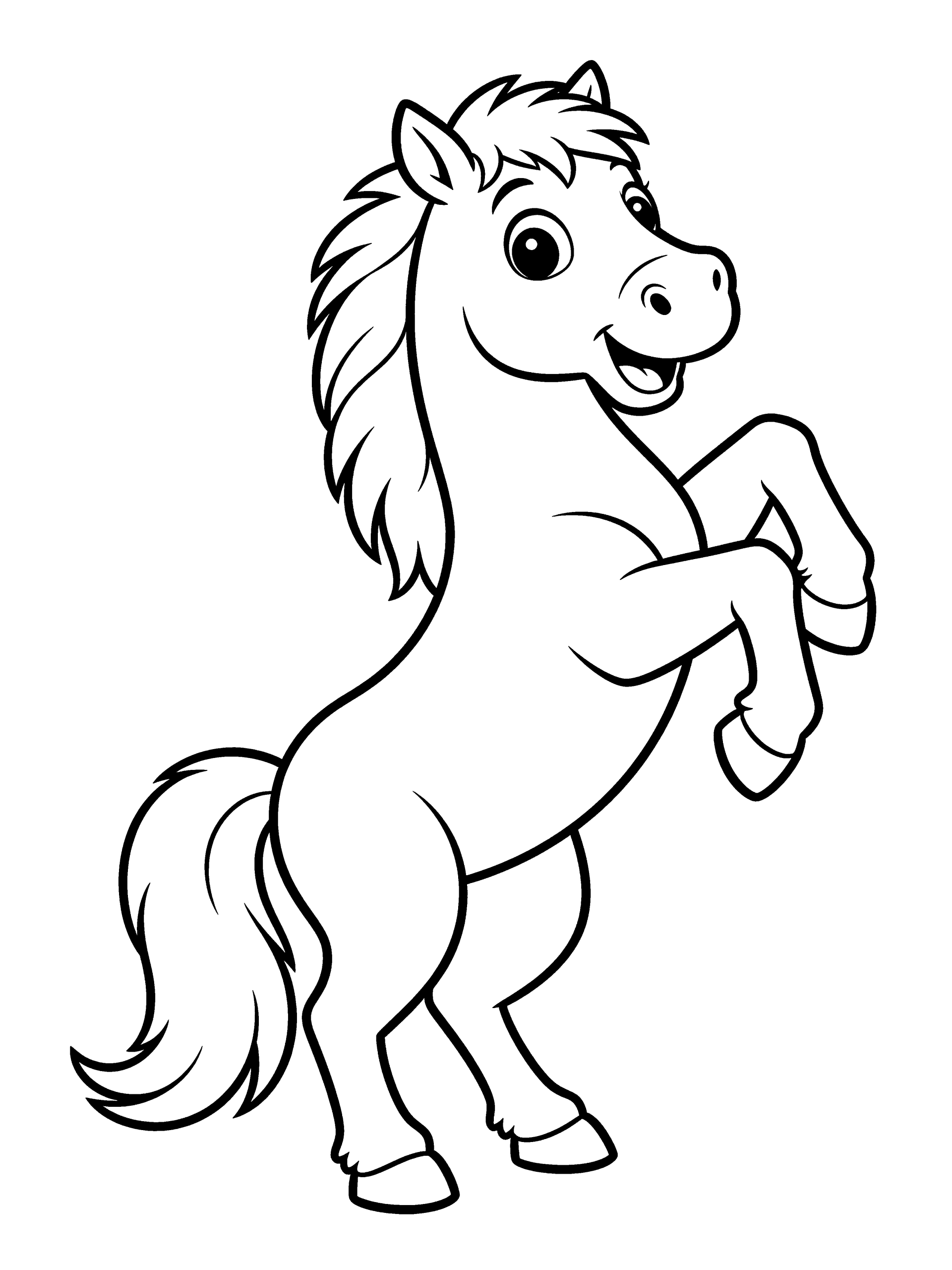 Horse Rearing up Coloring Page – free printable black and white line art