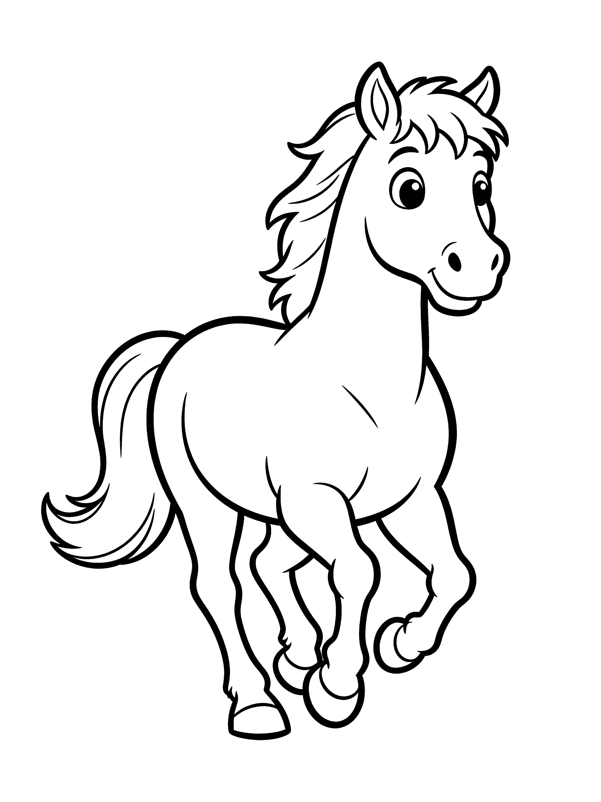 Horse Trotting Coloring Page – free printable black and white line art