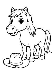 Horse with a Cowboy Coloring Page – free printable black and white line art