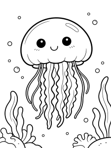 Jellyfish Coloring Page – free printable black and white line art