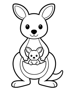 Kangaroo Coloring Page – free printable black and white line art