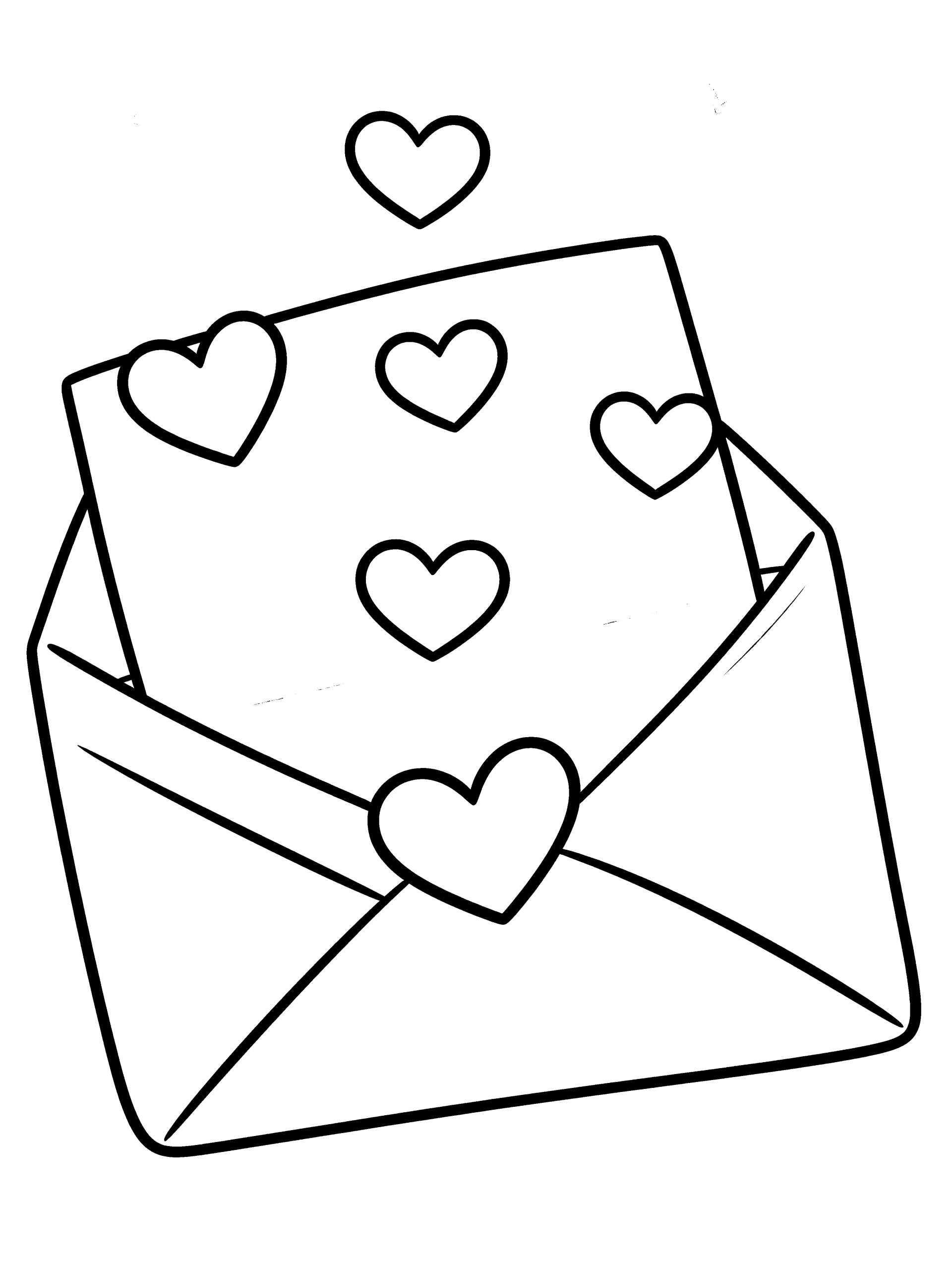 Love Letter Coloring Page – free printable black and white line art