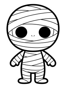 Halloween Mummy Coloring Page – free printable black and white line art