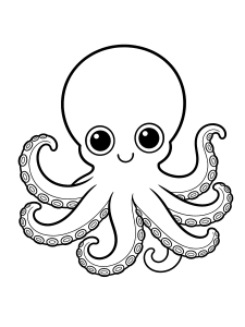 Octopus Coloring Page – free printable black and white line art