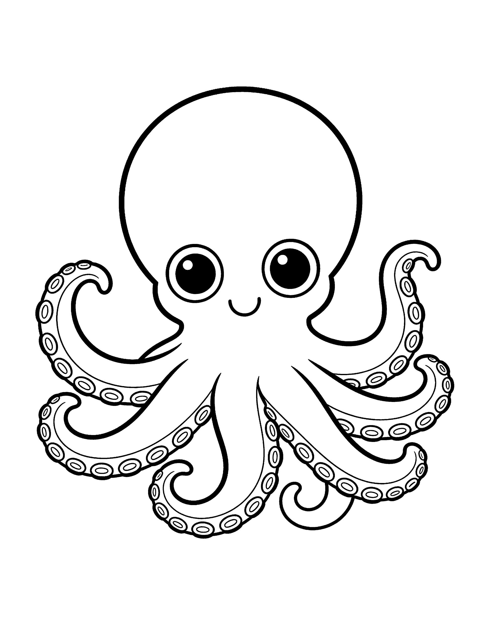 Octopus Coloring Page – free printable black and white line art