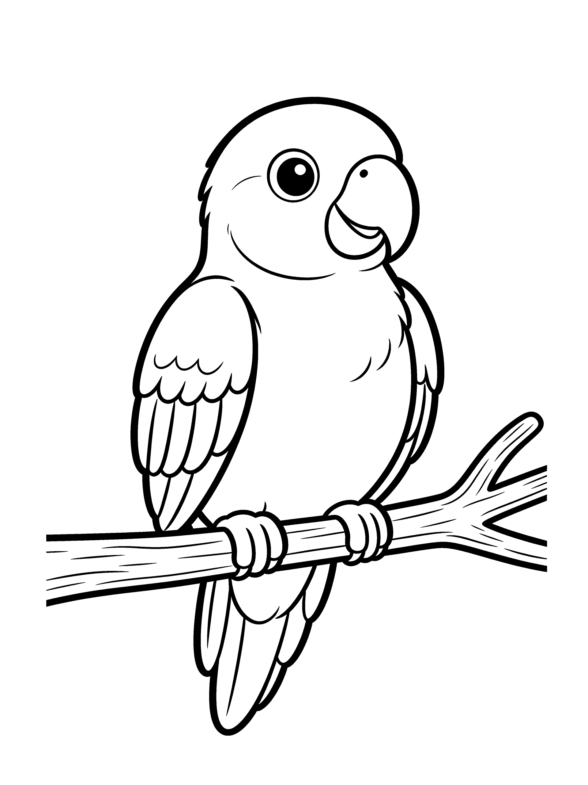 Parrot Coloring Page – free printable black and white line art