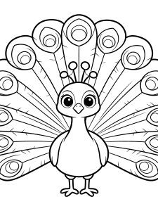 Peacock Coloring Page – free printable black and white line art