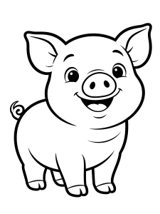 Pig Coloring Page – free printable black and white line art