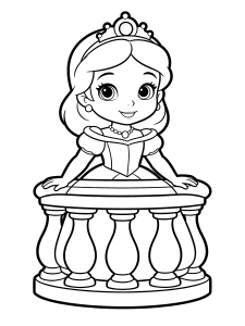 Princess on a Balcony Coloring Page – free printable black and white line art