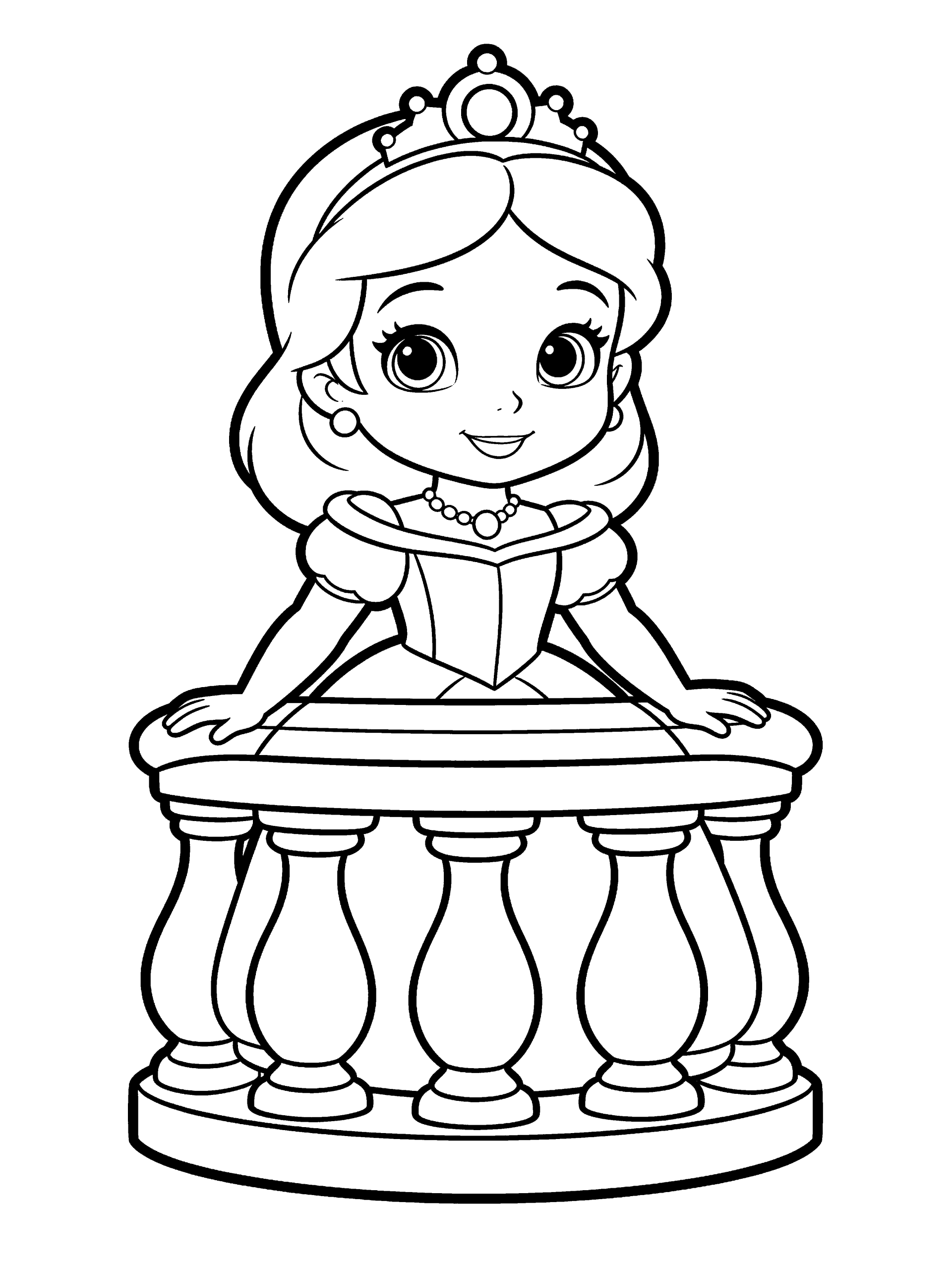 Princess on a Balcony Coloring Page – free printable black and white line art