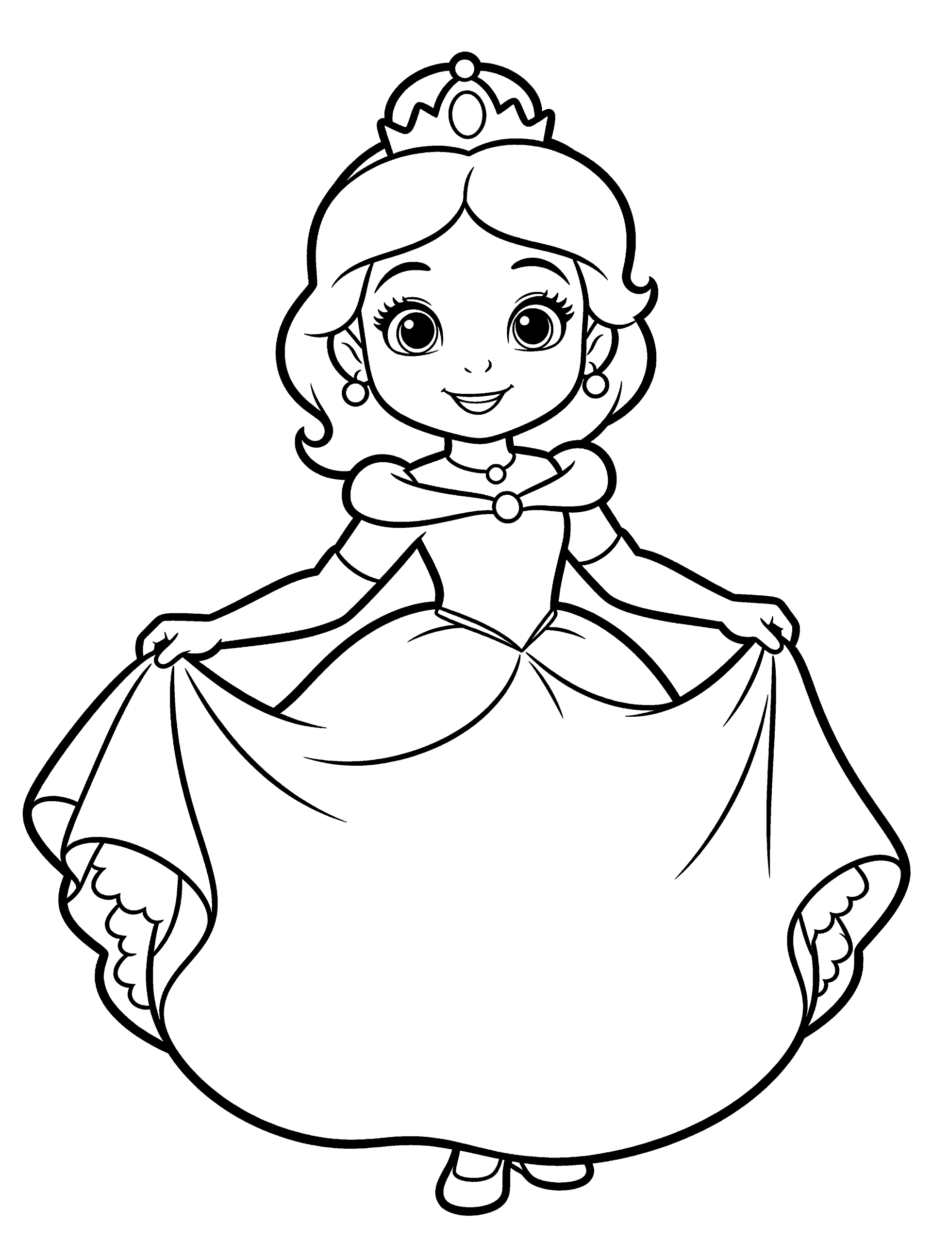 Princess Twirling in a Coloring Page – free printable black and white line art
