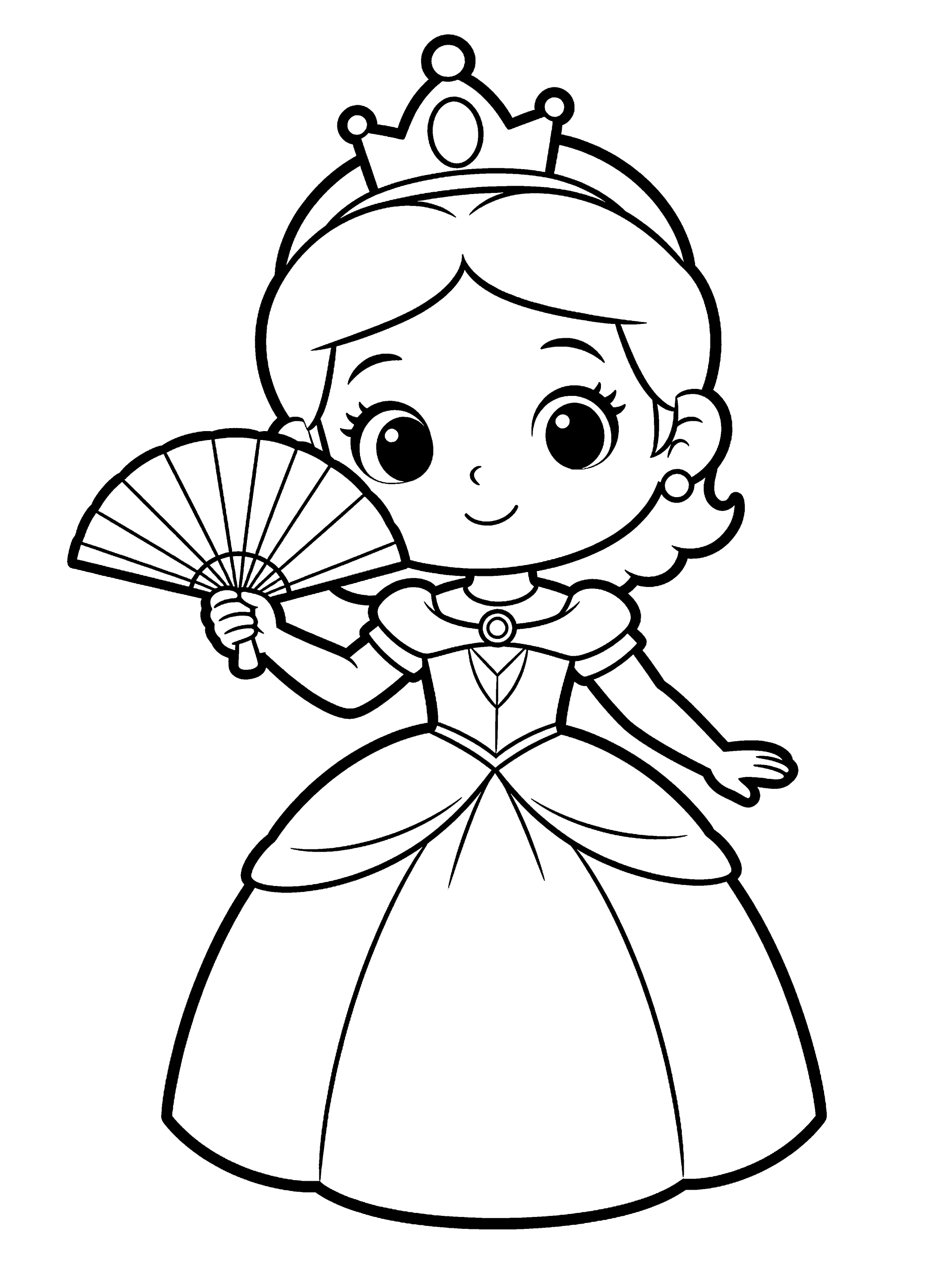 Princess with a Hand Coloring Page – free printable black and white line art