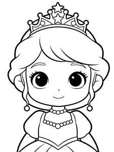 Princess with a Sparkly Coloring Page – free printable black and white line art