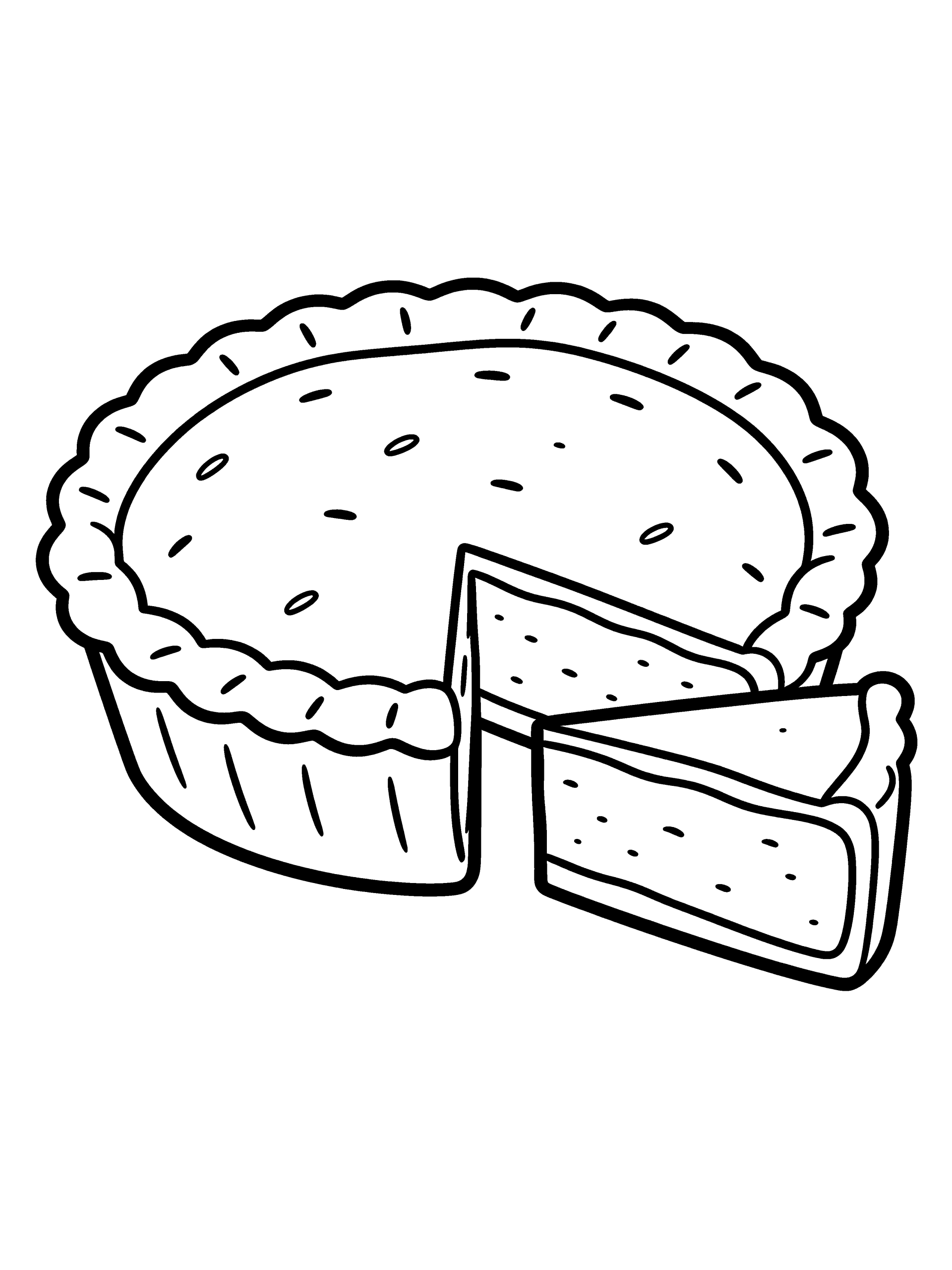 Pumpkin Pie Coloring Page – free printable black and white line art