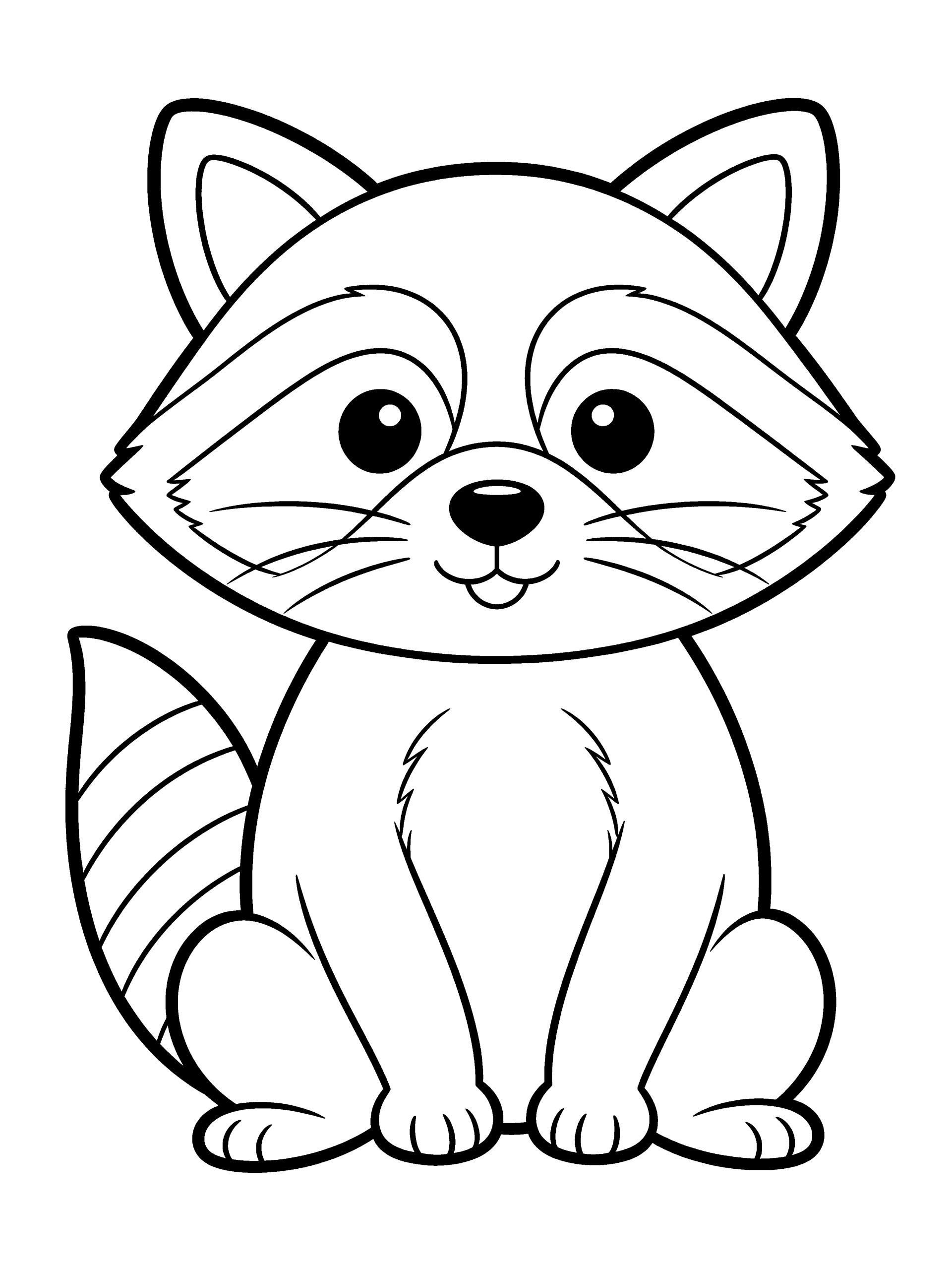 Raccoon Coloring Page – free printable black and white line art