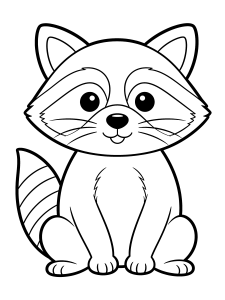 Raccoon Coloring Page – free printable black and white line art