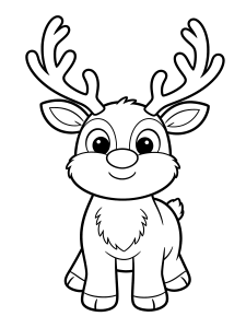 Reindeer Coloring Page – free printable black and white line art