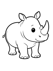 Rhino Coloring Page – free printable black and white line art
