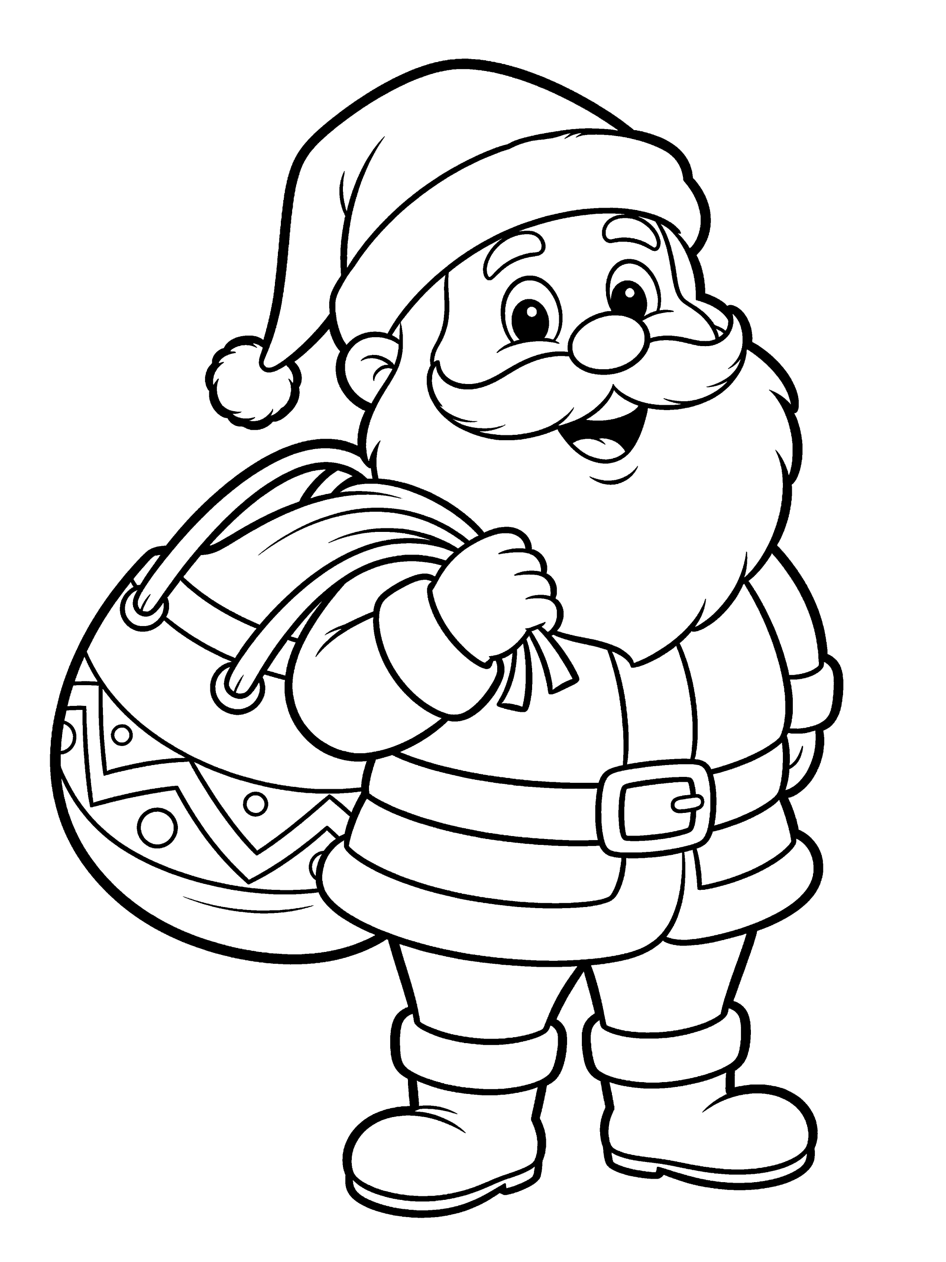 Santa Claus Coloring Page – free printable black and white line art