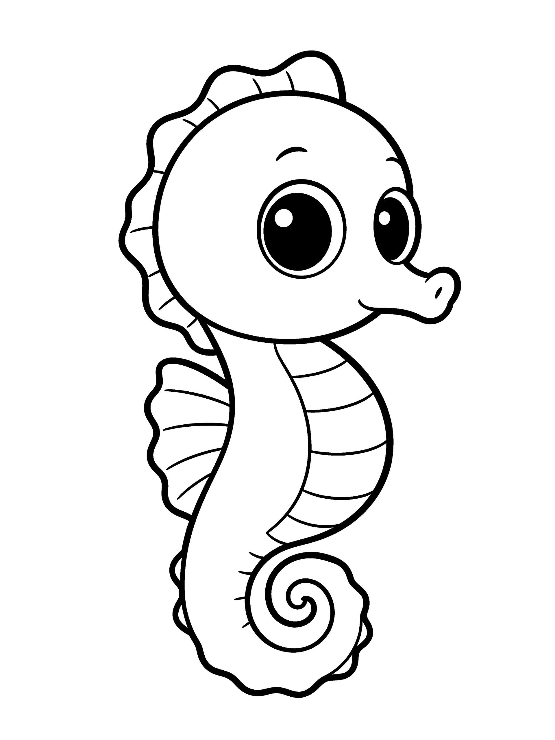 Seahorse Coloring Page – free printable black and white line art