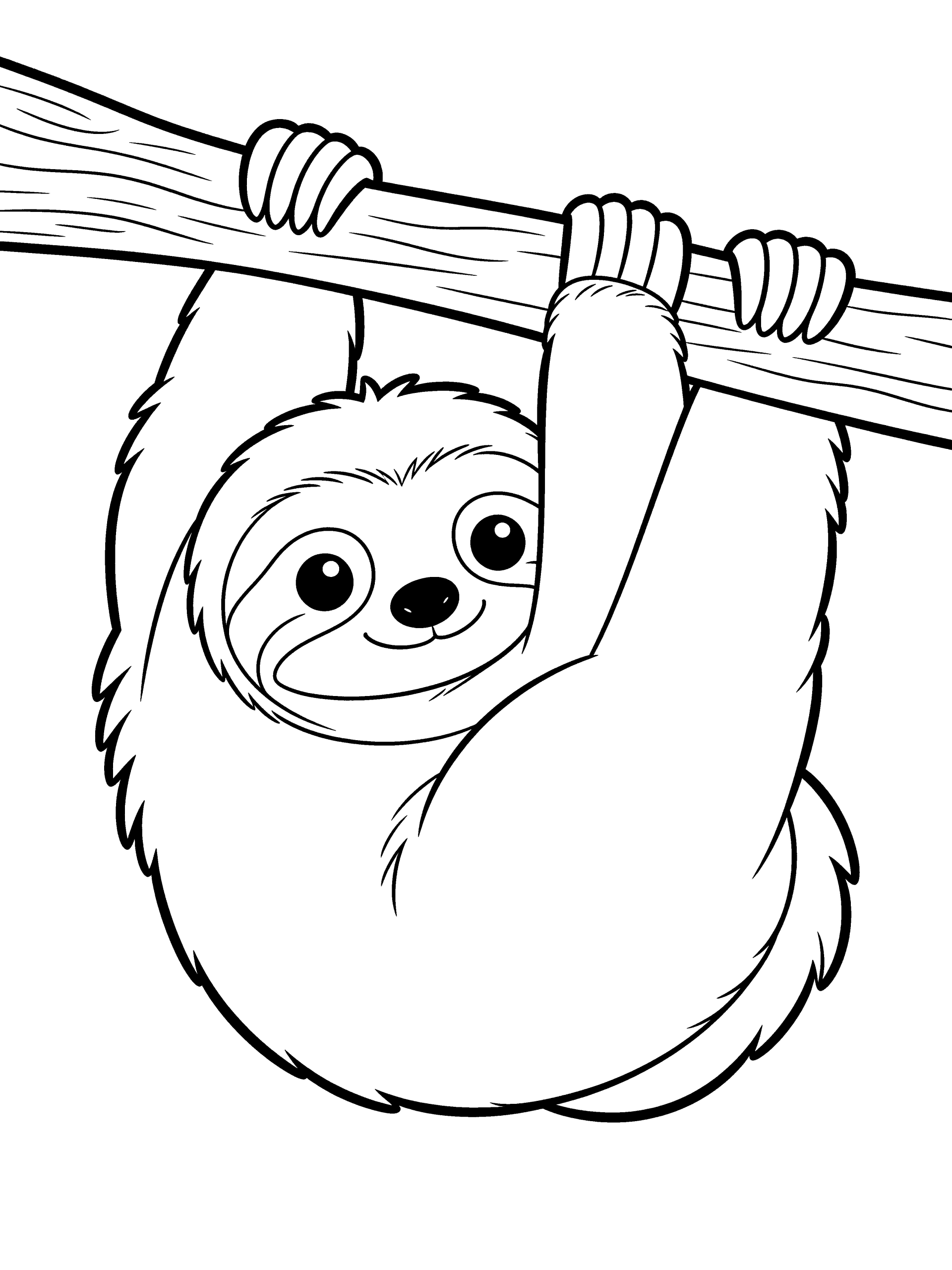Sloth Coloring Page – free printable black and white line art