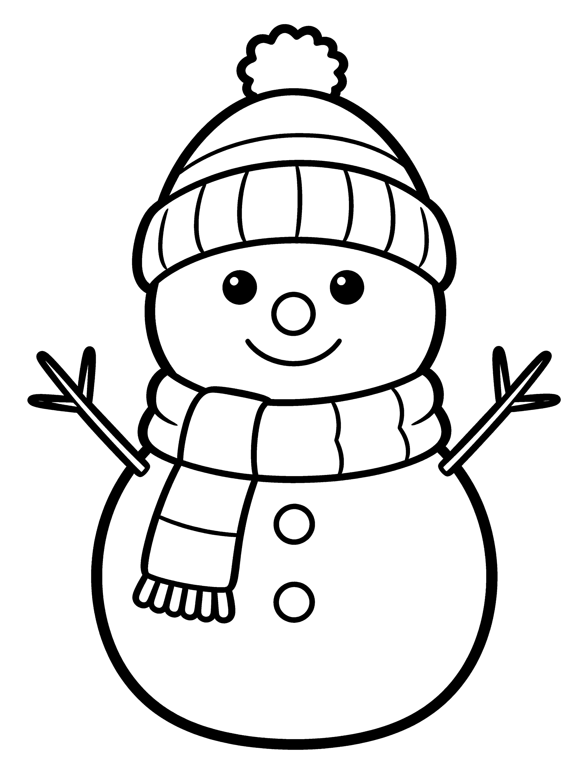 Snowman Coloring Page – free printable black and white line art