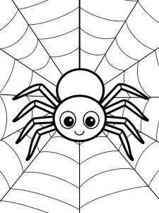 Halloween Spider Coloring Page – free printable black and white line art