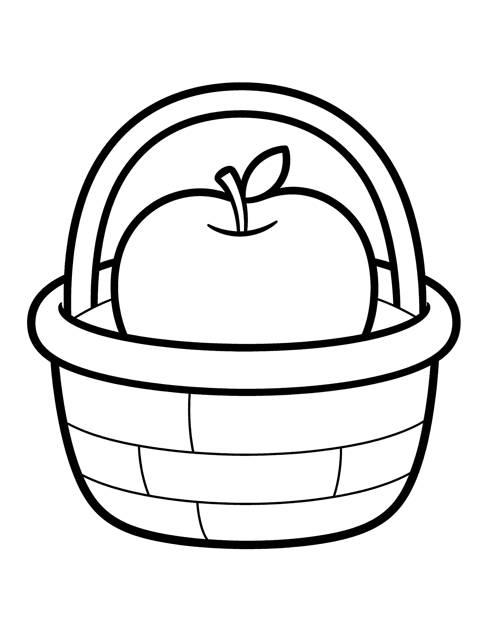 Thanksgiving Apple Basket Coloring Page – free printable black and white line art