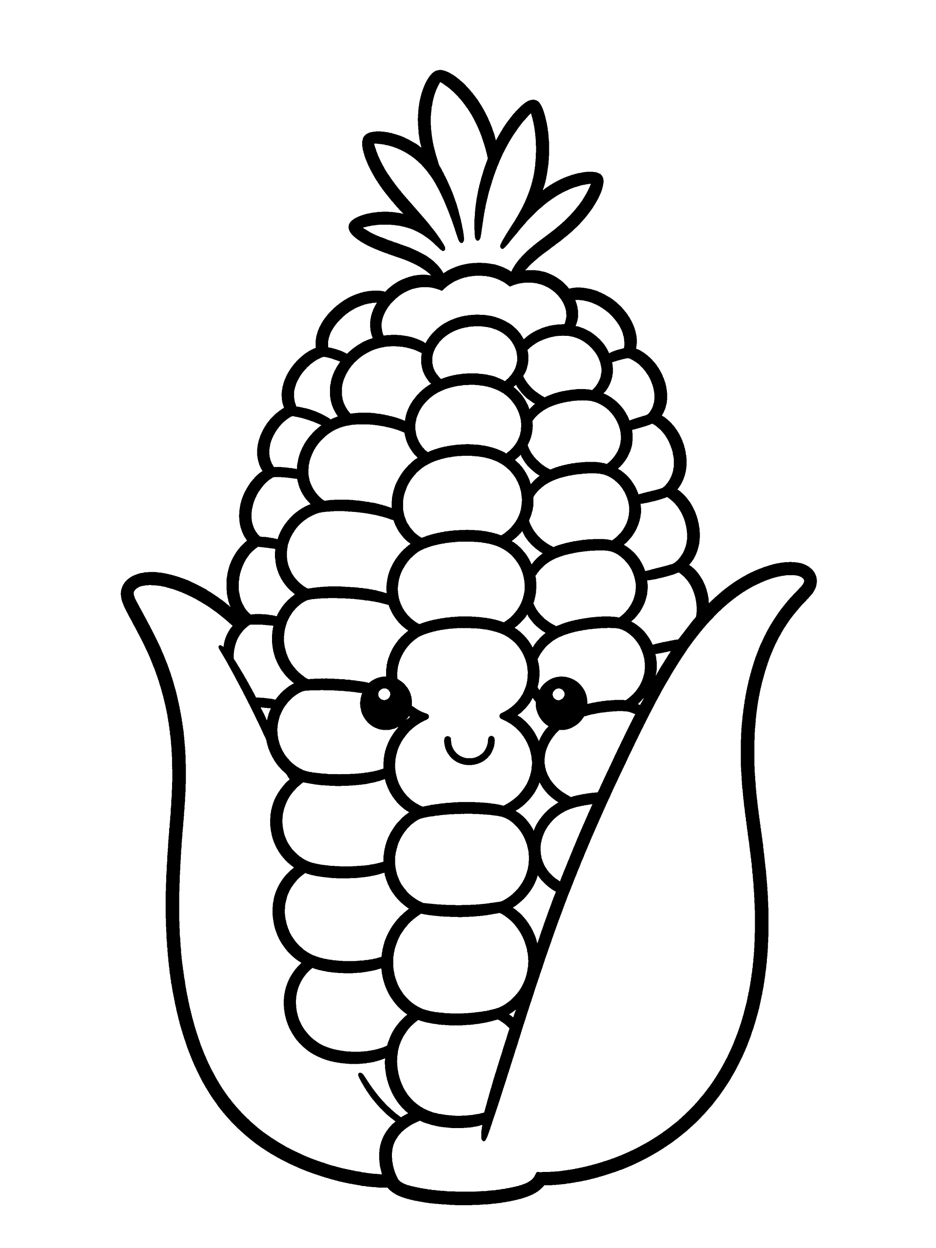 Thanksgiving Corn Cob Coloring Page – free printable black and white line art