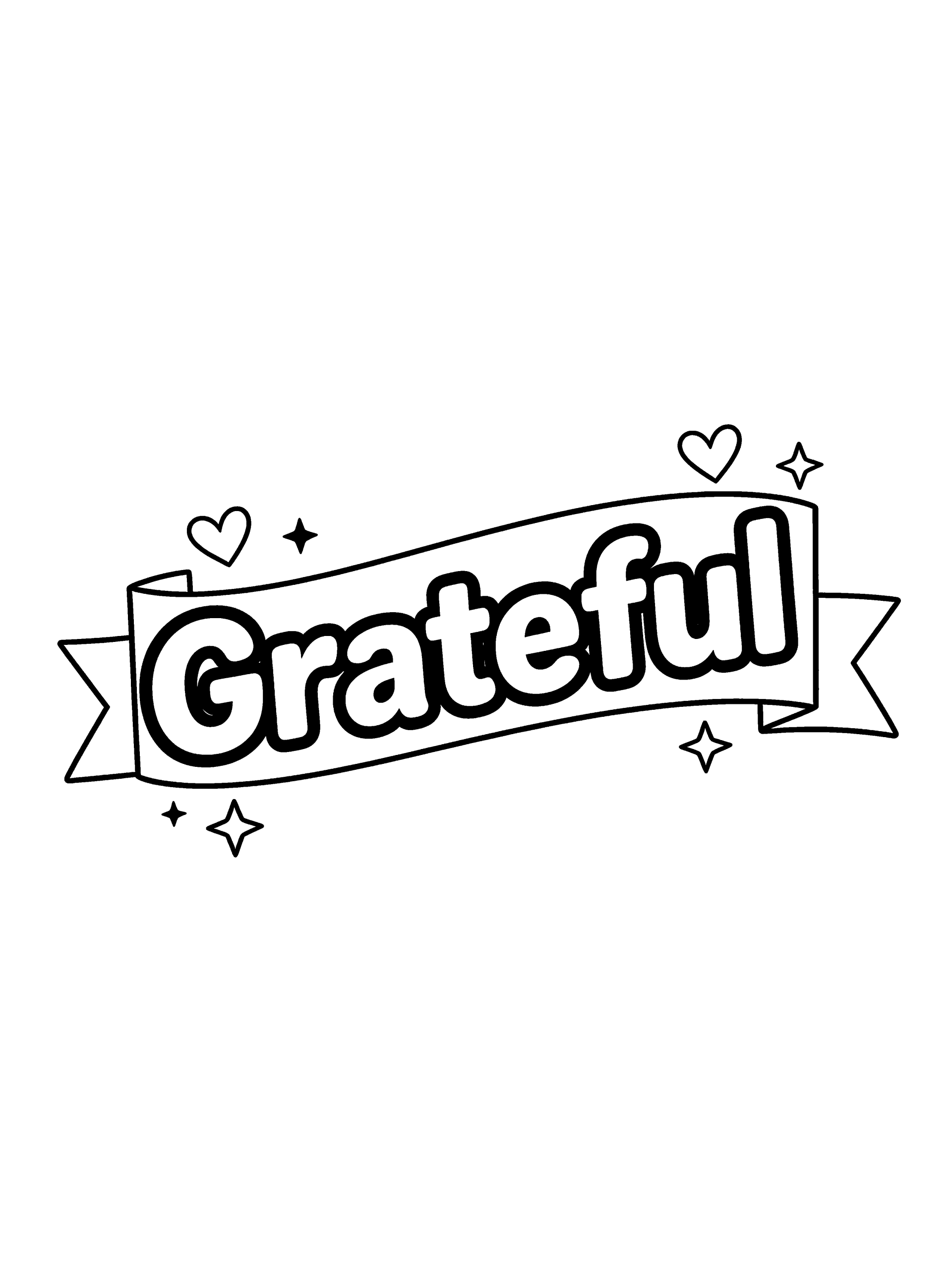 Thanksgiving Grateful Banner Coloring Page – free printable black and white line art