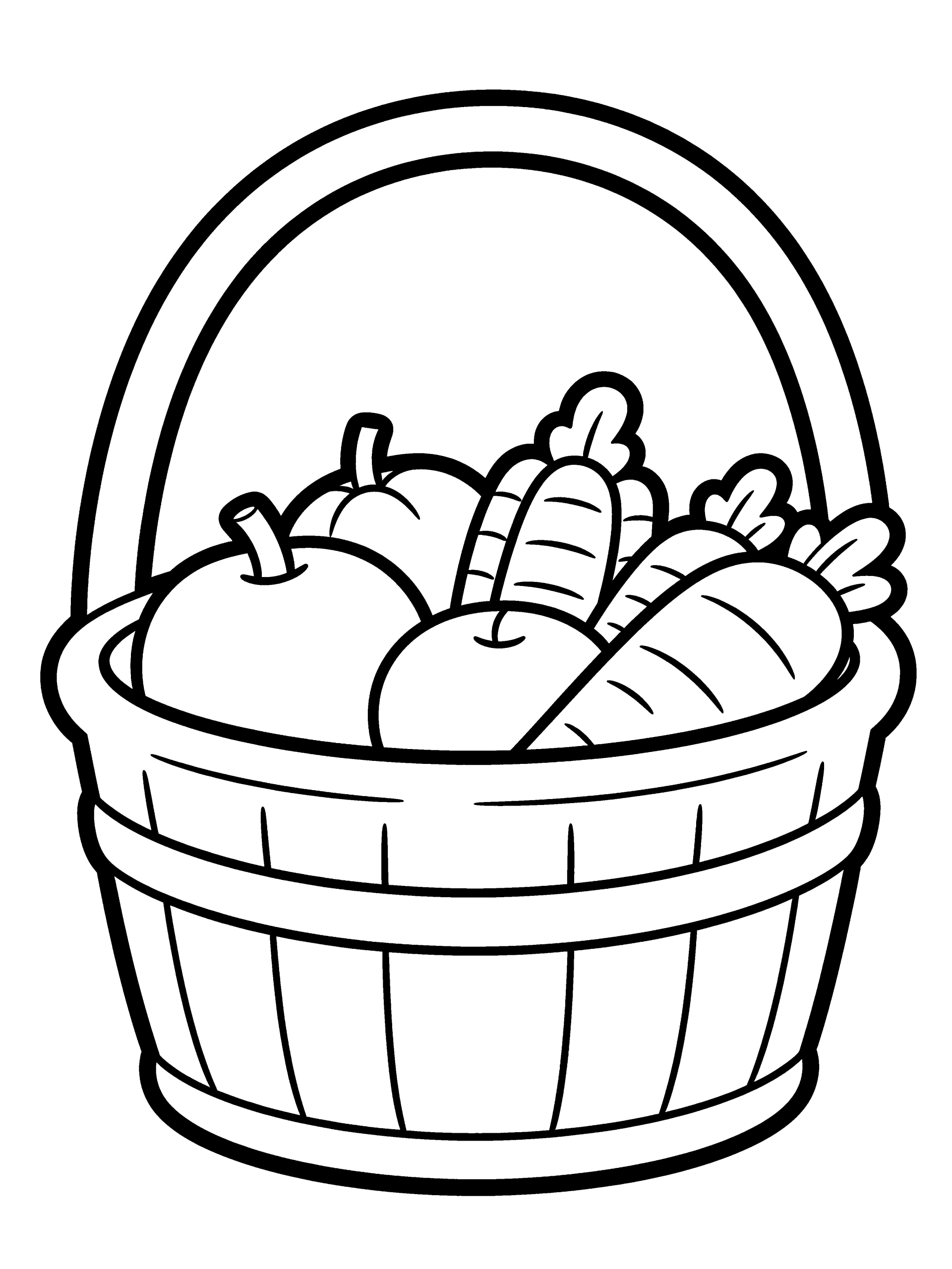 Thanksgiving Harvest Basket Coloring Page – free printable black and white line art