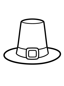 Thanksgiving Pilgrim Hat Coloring Page – free printable black and white line art