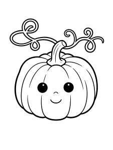 Thanksgiving Pumpkin with Vines Coloring Page – free printable black and white line art