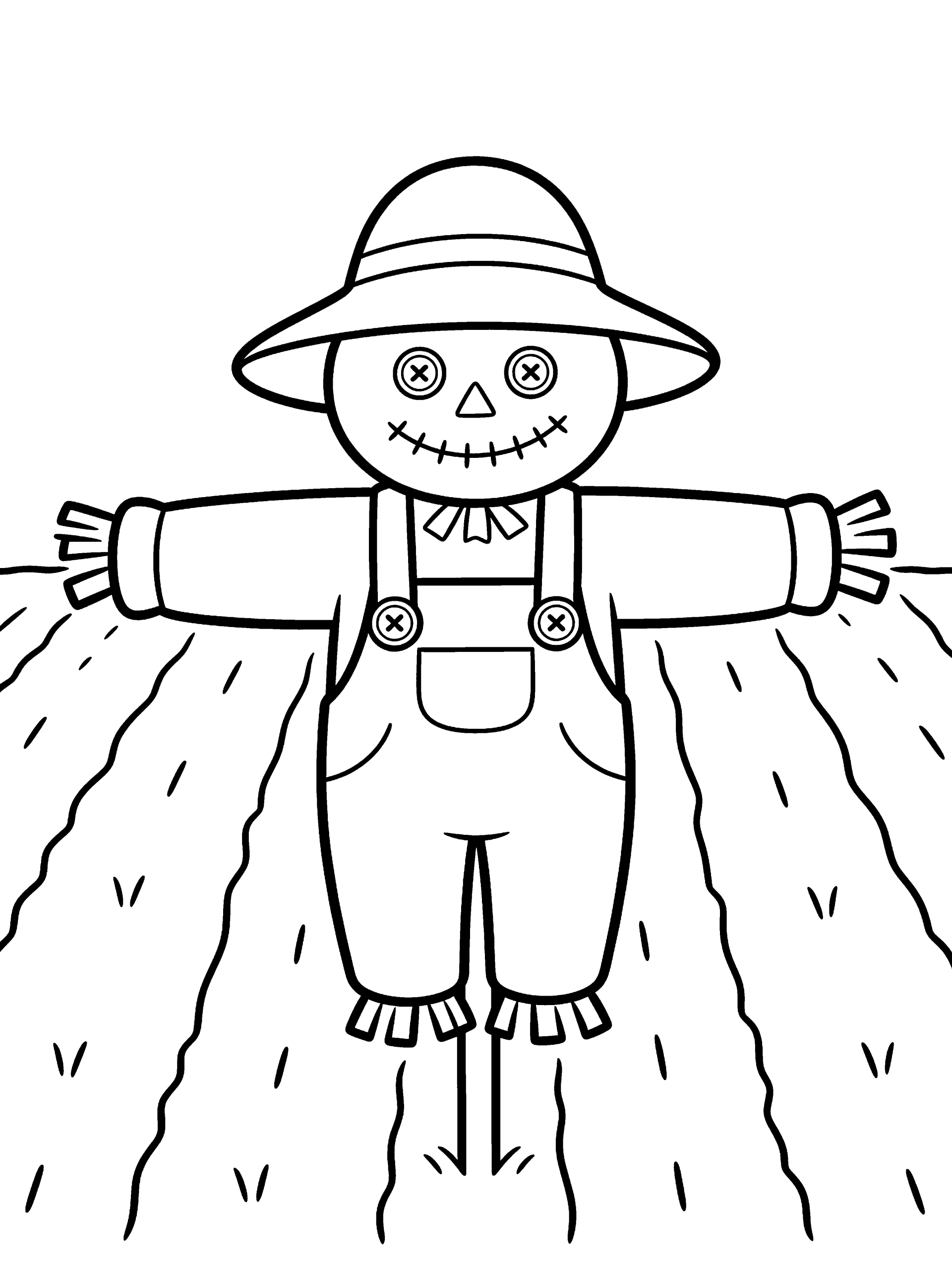 Thanksgiving Scarecrow in a Coloring Page – free printable black and white line art