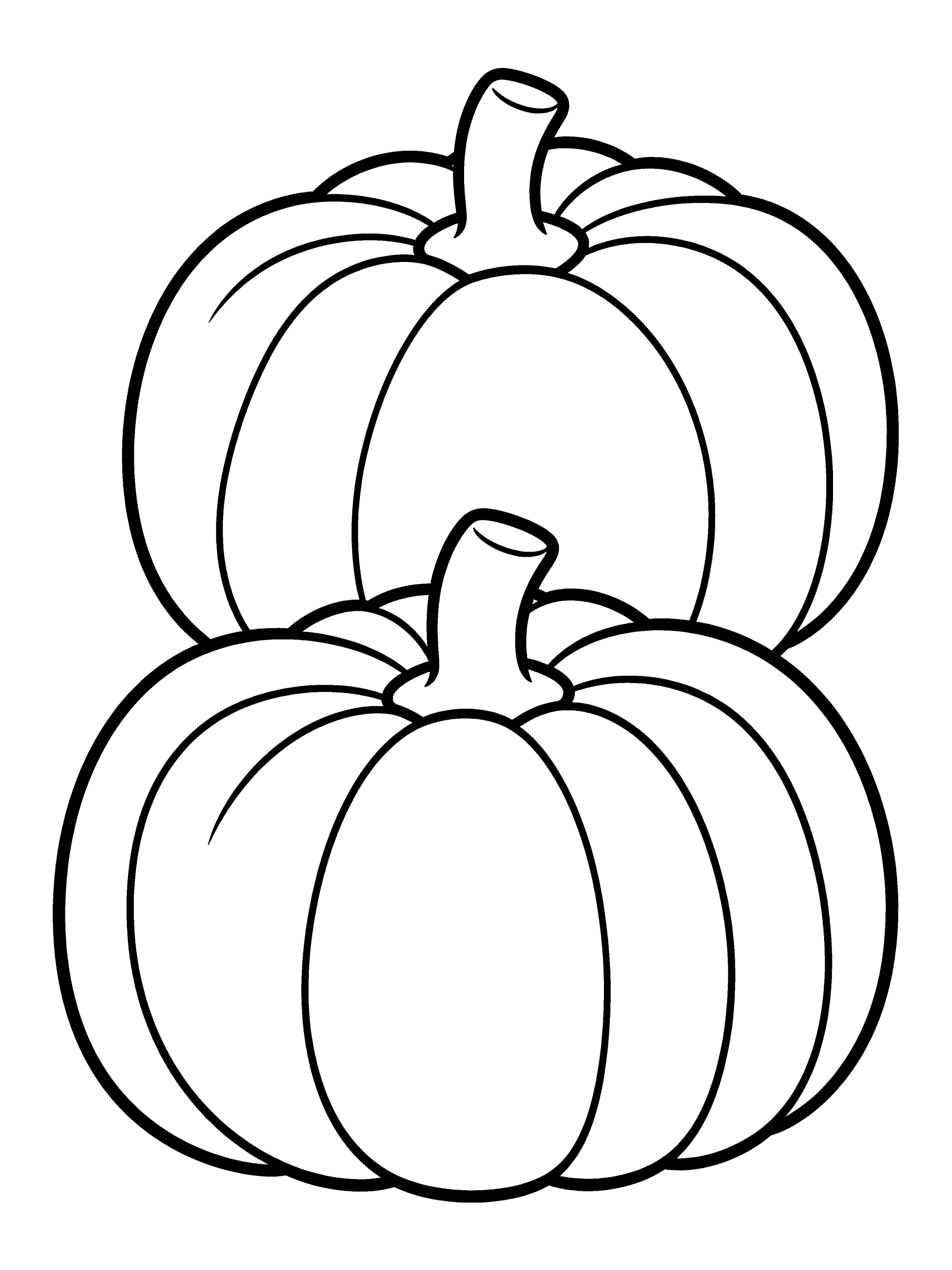 Thanksgiving Two Pumpkins Coloring Page – free printable black and white line art